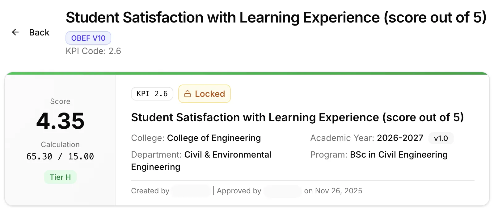 Numerator and denominator with auto-calculated tier
